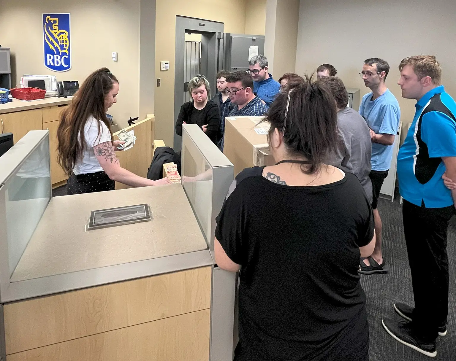 at the bank